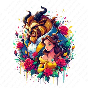 Belle en het beest schattige clipart, prinses Belle png, cartoon clipart, instant download