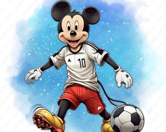 Mickey Mouse football player clipart, Mickey Mouse png, watercolor background, instant download