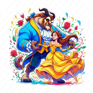 Belle en het beest schattige clipart, Princess Belle png, cartoon clipart, instant download