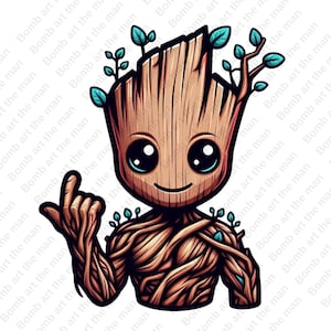 Groot clipart, Groot lindo png, Guardianes de la Galaxia png, diseño transparente, descarga instantánea