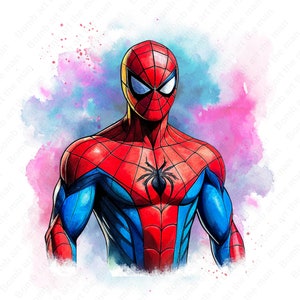 Homem-Aranha png, fundo aquarela, imagem do Homem-Aranha, clipart do Homem-Aranha, download instantâneo