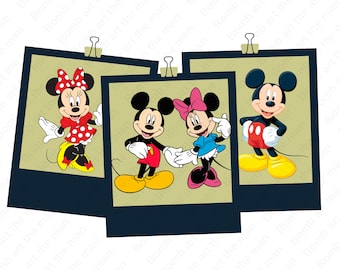 Diseño de collage de Mickey y Minnie, imágenes prediseñadas de Mickey Mouse, imágenes prediseñadas de Minnie Mouse, dibujos animados PNG, descarga instantánea