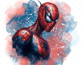 Spiderman png, Spiderman clipart, watercolor super hero png, instant download