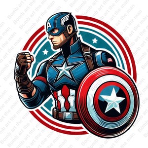 Clipart di Capitan America, PNG di Capitan America, clipart di supereroi, design di supereroi, download immediato