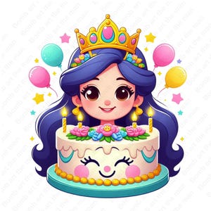 Clipart de cumpleaños, diseño de cumpleaños, princesa de cumpleaños png, fondo transparente