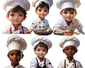 Cute Chefs png bundle, Kitchen Chef png, Boy Kitchen chefs, transparent design, instant download