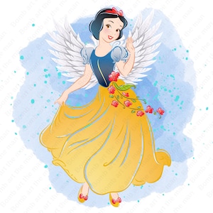 Winged snow white png, Snow White clipart, princess snow White png, watercolor background, instant download
