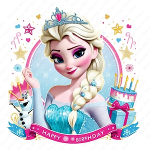 Elsa birthday clipart, Frozen princess png, Princess Elsa png, Birthday design, instant download