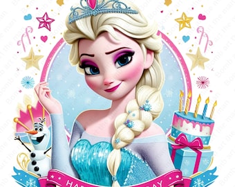 Elsa birthday clipart, Frozen princess png, Princess Elsa png, Birthday design, instant download