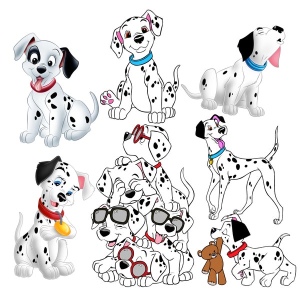 Dalmatian dogs png bundle, dalmatian clipart set, cute 101 dalmatian png, instant download