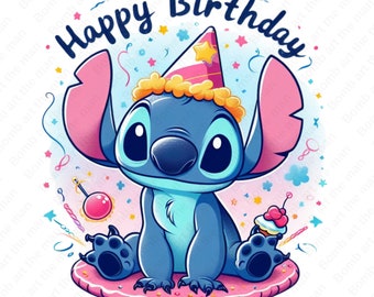 Birthday Stitch PNG, Happy Birthday Stitch PNG, Lilo and Stitch PNG, Cute Stitch Clipart, instant download