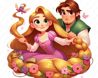Tangled clipart, tangled png, rapunzel png, rapunzel and flynn rider, instant download