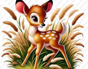 cute bambi clipart, bambi png, high quality, transparent design, instant download