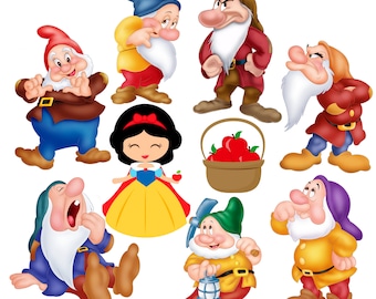 Snow White and the Seven Dwarfs Png Bundle, 7 Dwarfs Clipart
