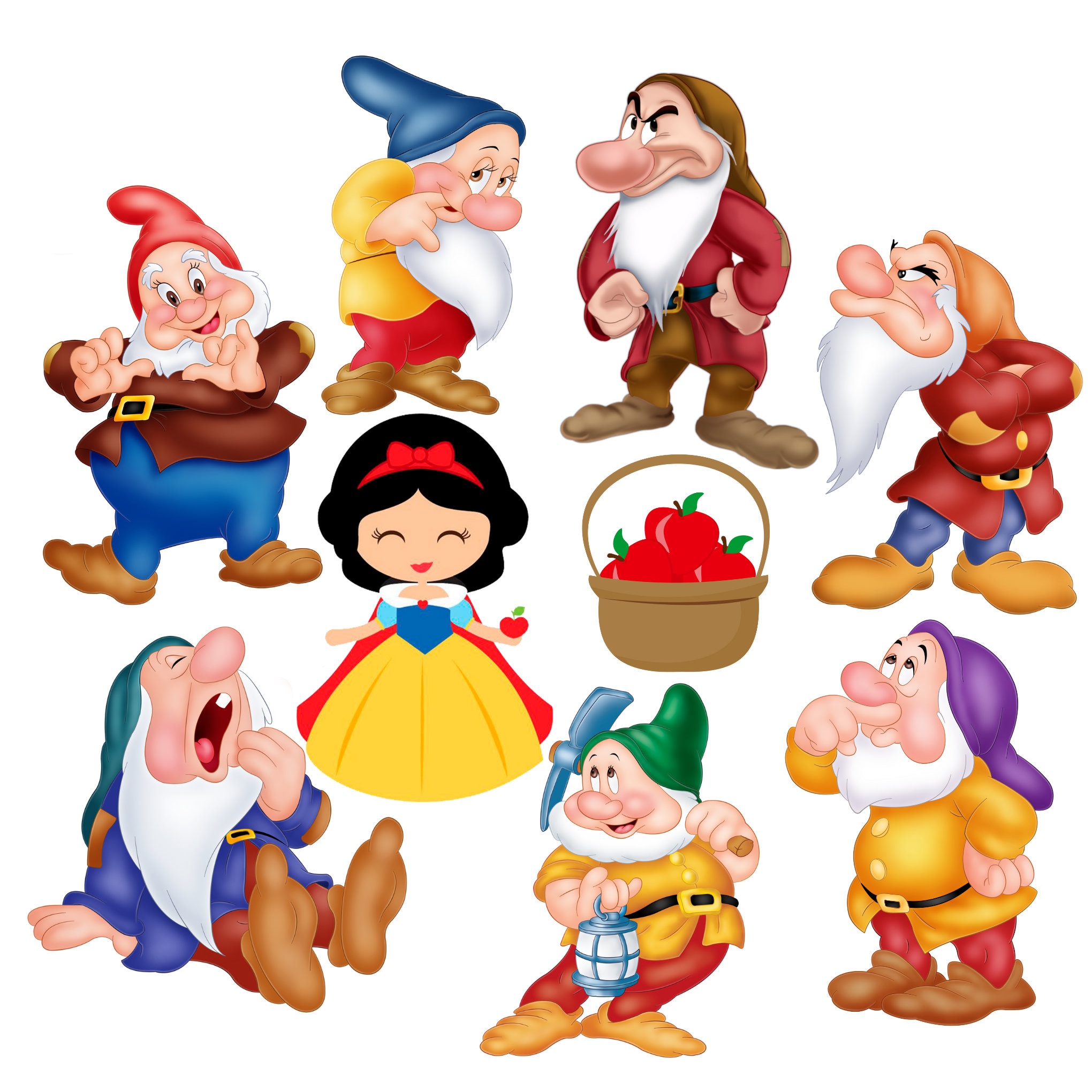 Snow White and the Seven Dwarfs Png Bundle, 7 Dwarfs Clipart, Fairy Tale  Clipart, Instant Download - Etsy