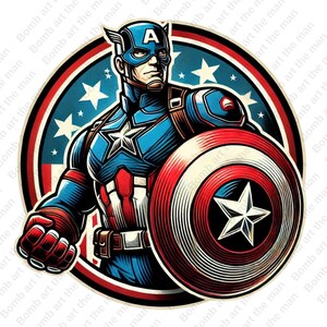 Capitão América clipart, Capitão América png, super herói clipart, design de super herói, download instantâneo