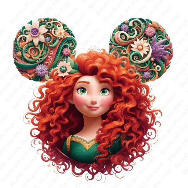 Clipart princesse Merida, Brave png, png blanc neige, conception d'oreille de souris, téléchargement immédiat