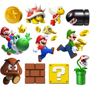 Super mario png bundle, super mario clipart set, super mario icons set, instant download