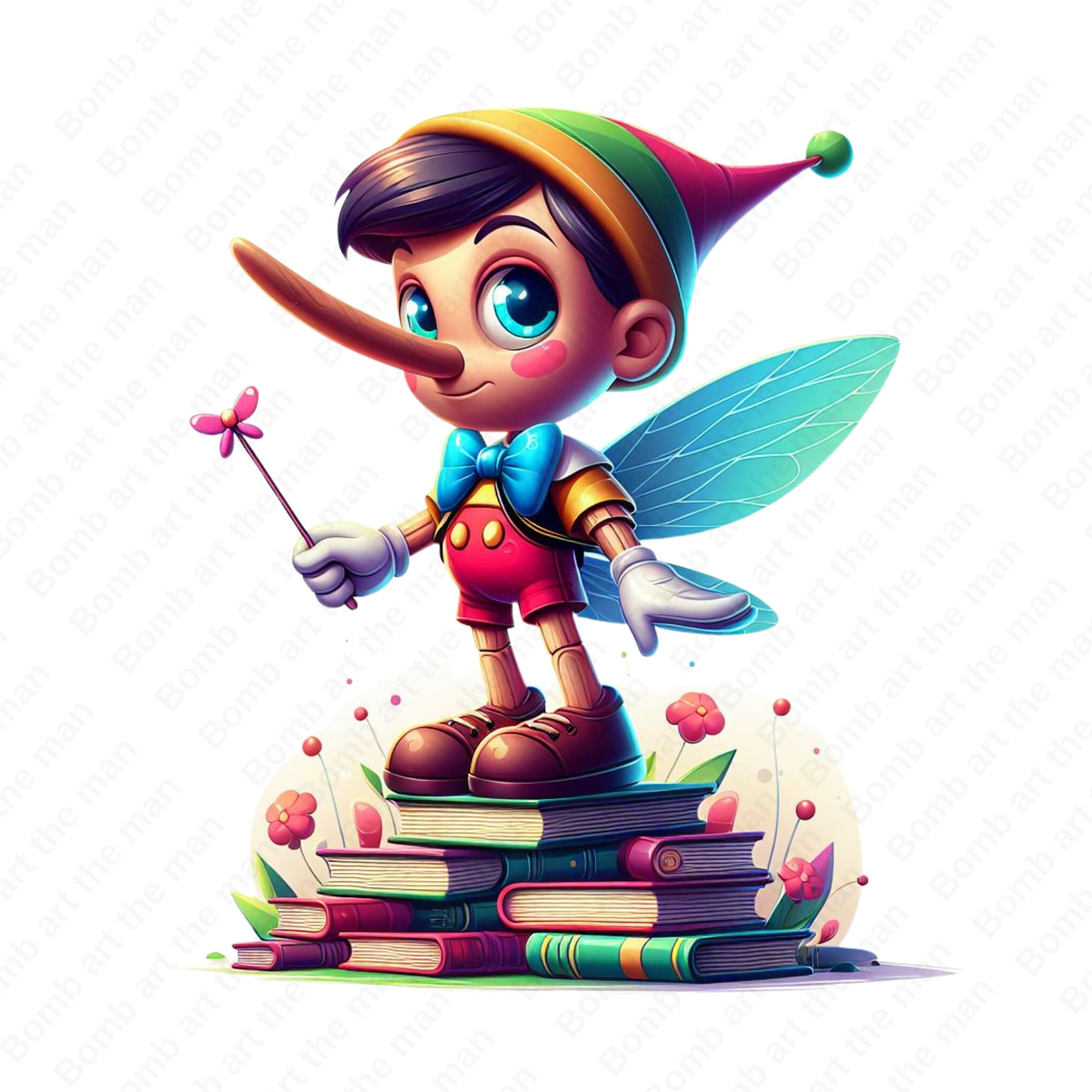 pinocchio clipart, pinocchio png, cute fairytale character, instant download