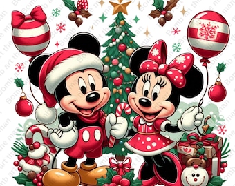 ミッキーとミニーマウスのクリスマスクリップアート、メリークリスマス