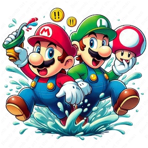 Super Mario und luigi Clipart, transparentes Design, sofortiger Download