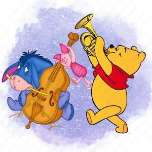 Winnie the pooh clipart, Winnie the pooh png, piglet png, eeyore png, watercolor background, instant download