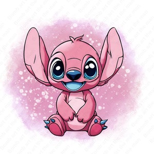 cute stitch angel clipart, stitch angel png, stitch pink clipart, instant download