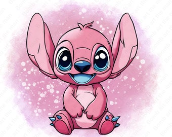 cute stitch angel clipart, stitch angel png, stitch pink clipart, instant download