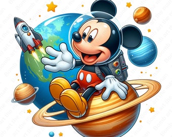 Mickey Mouse space clipart, cute mickey png, mickey mouse png, instant download
