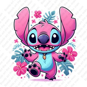 Cute Stitch Angel clipart, Stitch Angel png, Stitch pink clipart, instant download