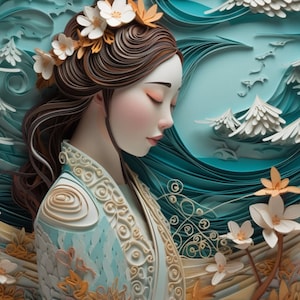 Asian Princess Paper Quilling Art Print