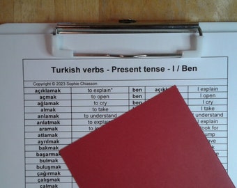 Entraînement des verbes turcs au présent avec I/Ben imprimable (PDF) **Astuce gratuit à la fin de la description**