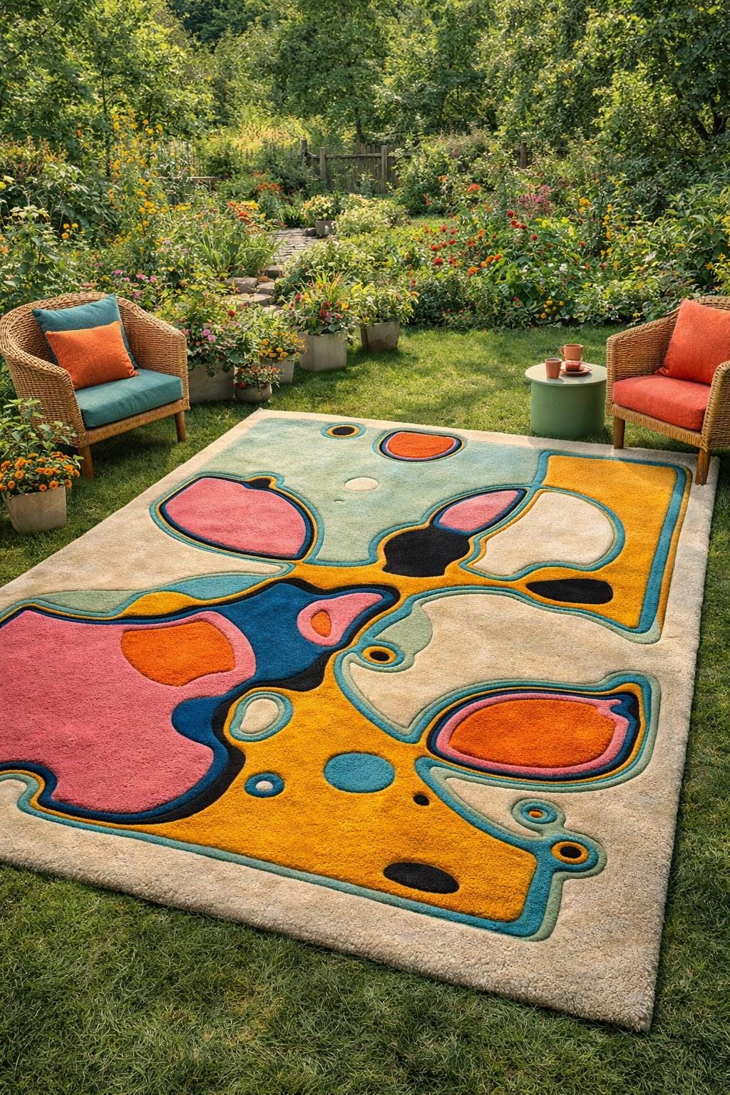 Handmade Hand-tufted Abstract Wool Rug 8x10 – Colorful Modern Area Rug ...