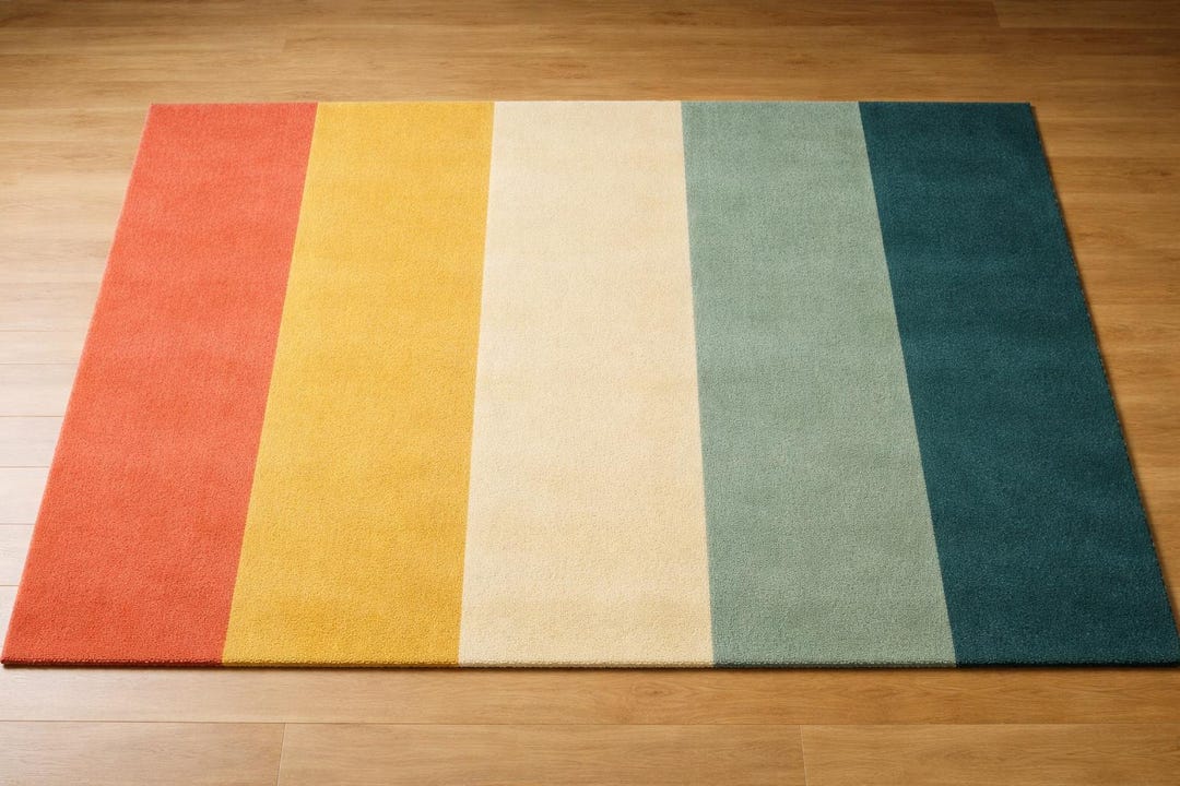 Hand Tufted Modern Stripe Rug, Color Block Wool Area Rug, Mid Century ...