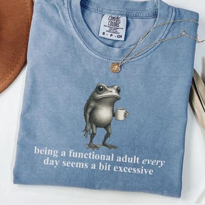 Funny Frog Shirt, Being a Functional Adult Every Day Seems a Bit Excessive, Comfort Colors Frog Meme Tee, Sarcastic Adulting T-Shirt