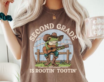 Comfort Colors Frog Second Grade Teacher Shirt, Funny 2nd Grade Teacher T-shirt, Rootin Tootin Tshirt, Western Back to School Teacher Tee