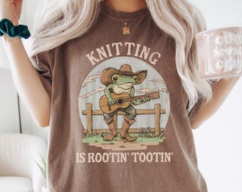 Comfort Colors Funny Knitting Shirt, Sarcastic Knitting Frog Tee, Gift for Knitter, Knitting Lover Gift for Grandma, Knitting Gifts
