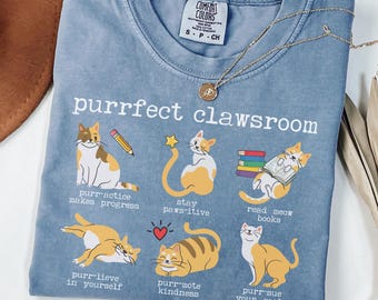 Comfort Colors Funny Teacher Cat Shirt, Cat Lover Teacher Shirt, Teacher Puns Shirt, Teacher Humor Gift, Unique Teacher Appreciation Gift