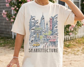Comfort Colors Sharkitecture Shirt, Funny Shark T-Shirt, New York City Shirt, Architect Shirt, Shark Lover Gift, Animal Pun Shirt