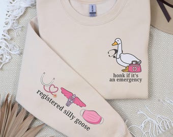 Silly Goose Registered Nurse Sweatshirt, RN Crewneck Sweater, Emergency Department Nurse Sweatshirt, RN ER Sweatshirt, Nursing Student Gift