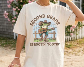 Comfort Colors Frog Second Grade Teacher Shirt, Funny 2nd Grade Teacher T-shirt, Rootin Tootin Tshirt, Western Back to School Teacher Tee