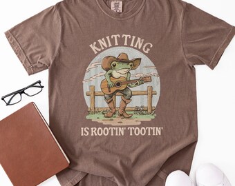 Comfort Colors Funny Knitting Shirt, Sarcastic Knitting Frog Tee, Gift for Knitter, Knitting Lover Gift for Grandma, Knitting Gifts