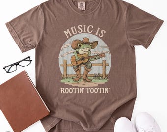Funny Music Teacher Shirt, Comfort Colors Music Teacher Tee, Cowboy Frog Music Tshirt, Music Class Shirt, Choir Teacher Gift, Back to School