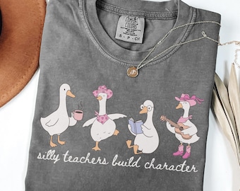 Comfort Colors Silly Teacher Goose Shirt, Western Teacher Tshirt, Cute Back to School Tee, Teacher Appreciation Gift, Funny Gift For Teacher