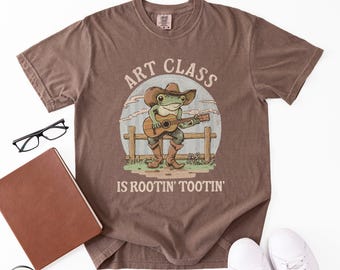 Cowboy Frog Art Teacher Shirt, Funny Art Teacher Shirt, Rootin Tootin Western Art Class Tee, Art Educator T-Shirt, Back to School Tshirt