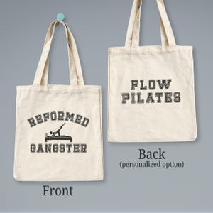 Borsa Pilates Reformer, regalo Pilates personalizzato, regalo per amanti del Pilates, regalo personalizzato per istruttore di Pilates, borsa tote in tela con accessori Pilates immagine 2