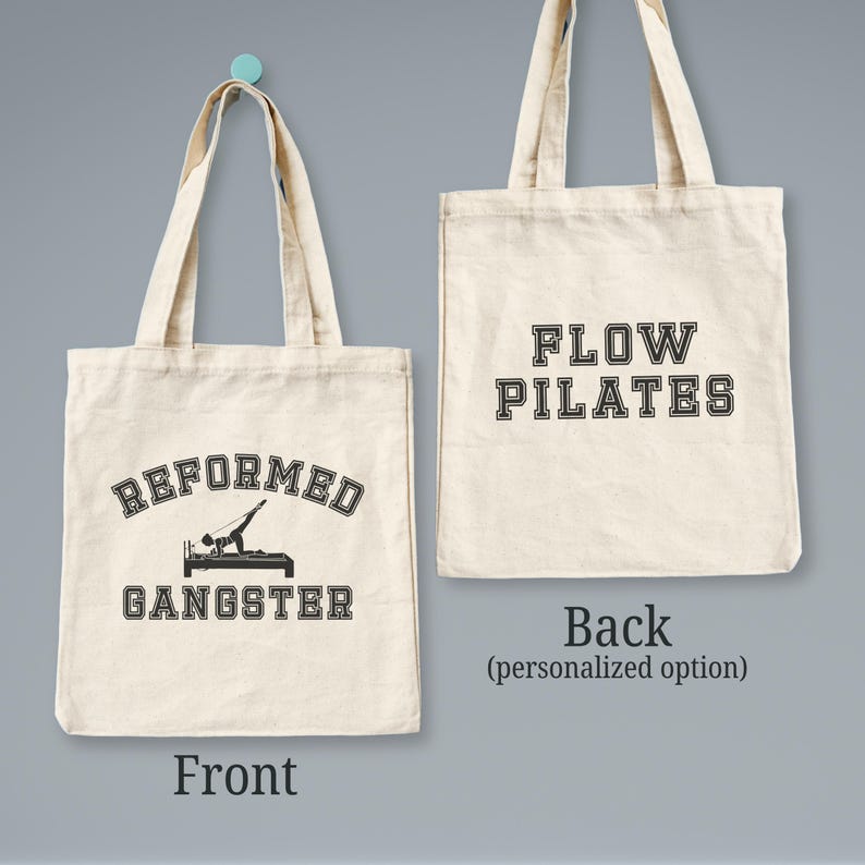 Borsa Pilates Reformer, regalo Pilates personalizzato, regalo per amanti del Pilates, regalo personalizzato per istruttore di Pilates, borsa tote in tela con accessori Pilates immagine 2