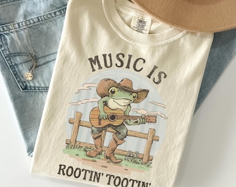Funny Music Teacher Shirt, Comfort Colors Music Teacher Tee, Music Class Shirt, Band Teacher Gift, Cowboy Frog Shirt, Back to School