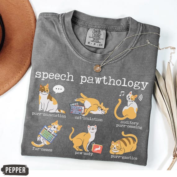 Funny Cats Speech Therapy Shirt, Language Pathologist T-Shirt, SLP Gift, Comfort Colors Speech Therapist Tee, Speech Pathology Puns Tshirt