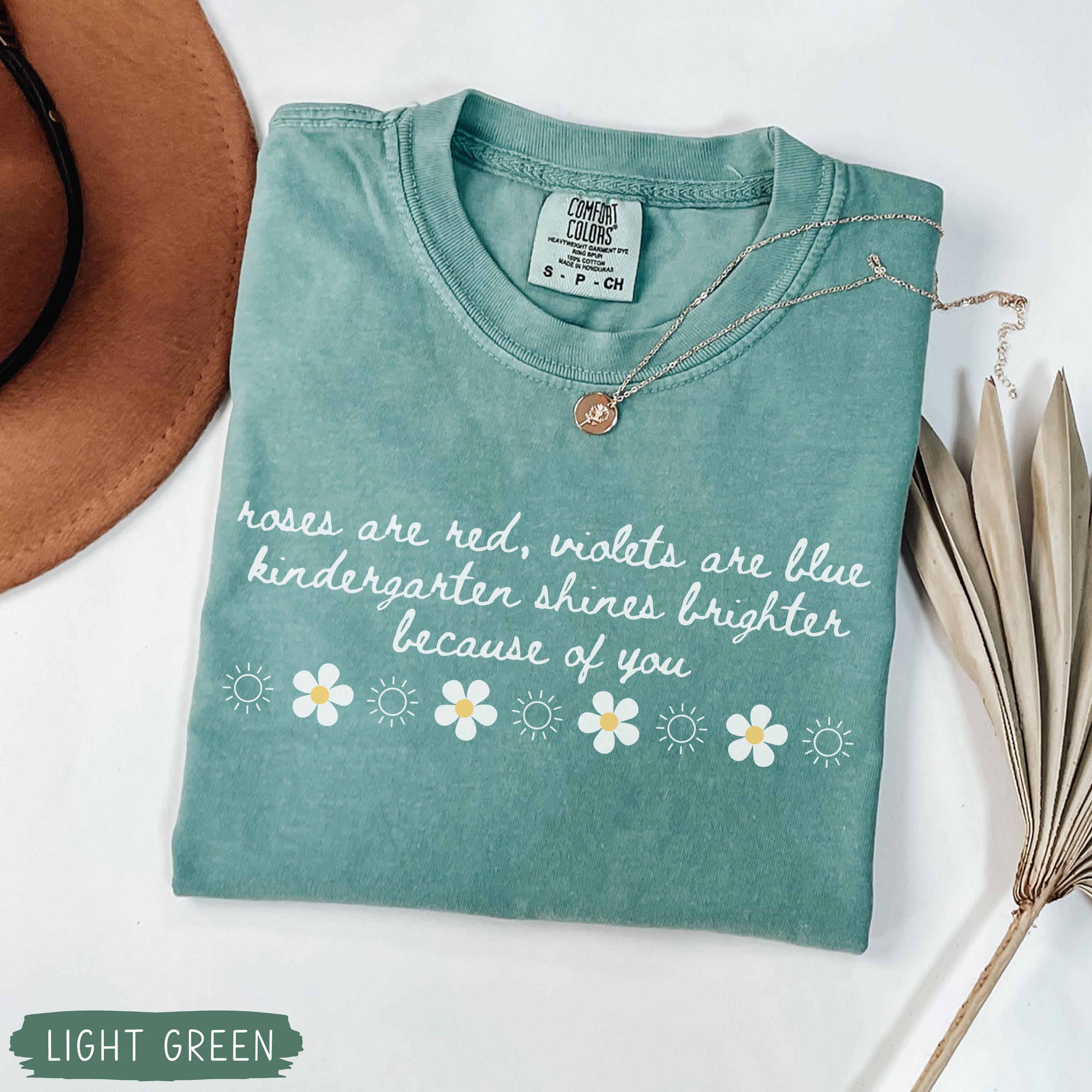 Floral Kindergarten Teacher Shirt, Comfort Colors® Kindergarten Shirt, Kinder Garten Teacher Back to School Shirts, Pre-K Teacher Gifts